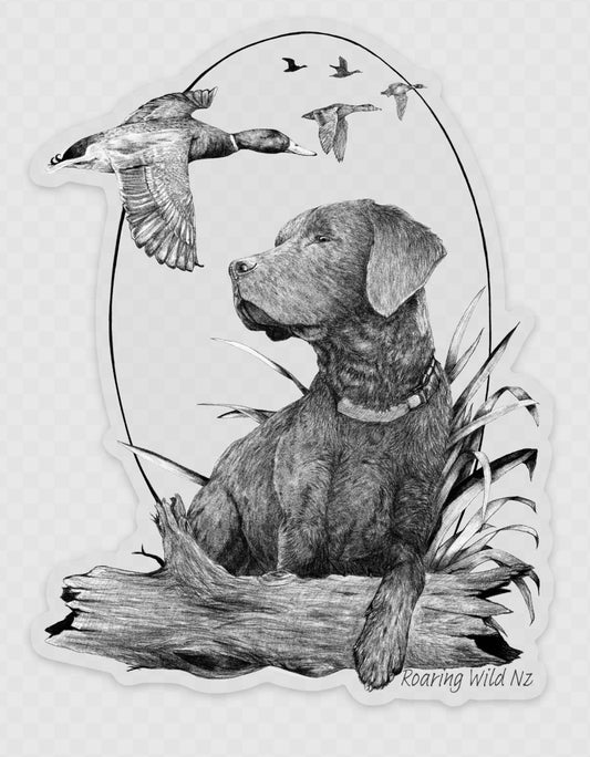 Black Lab with Mallard Mob Sticker