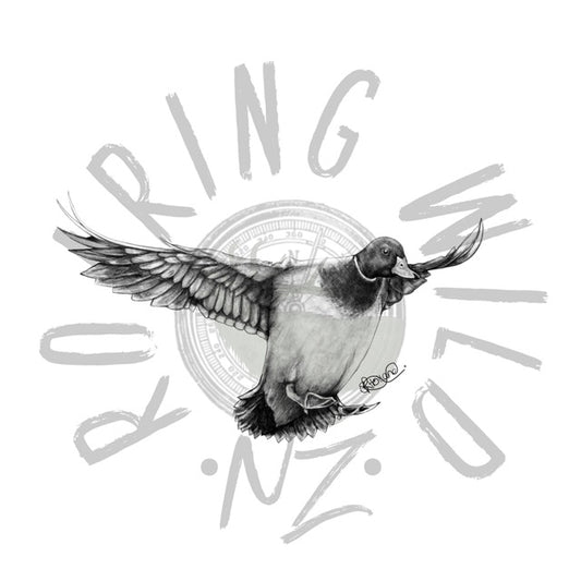 Black and white Mallard Drake original print