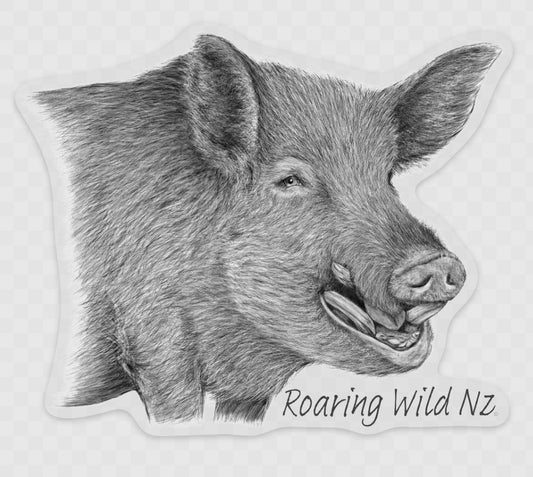 Black and White Boar Head Sticker