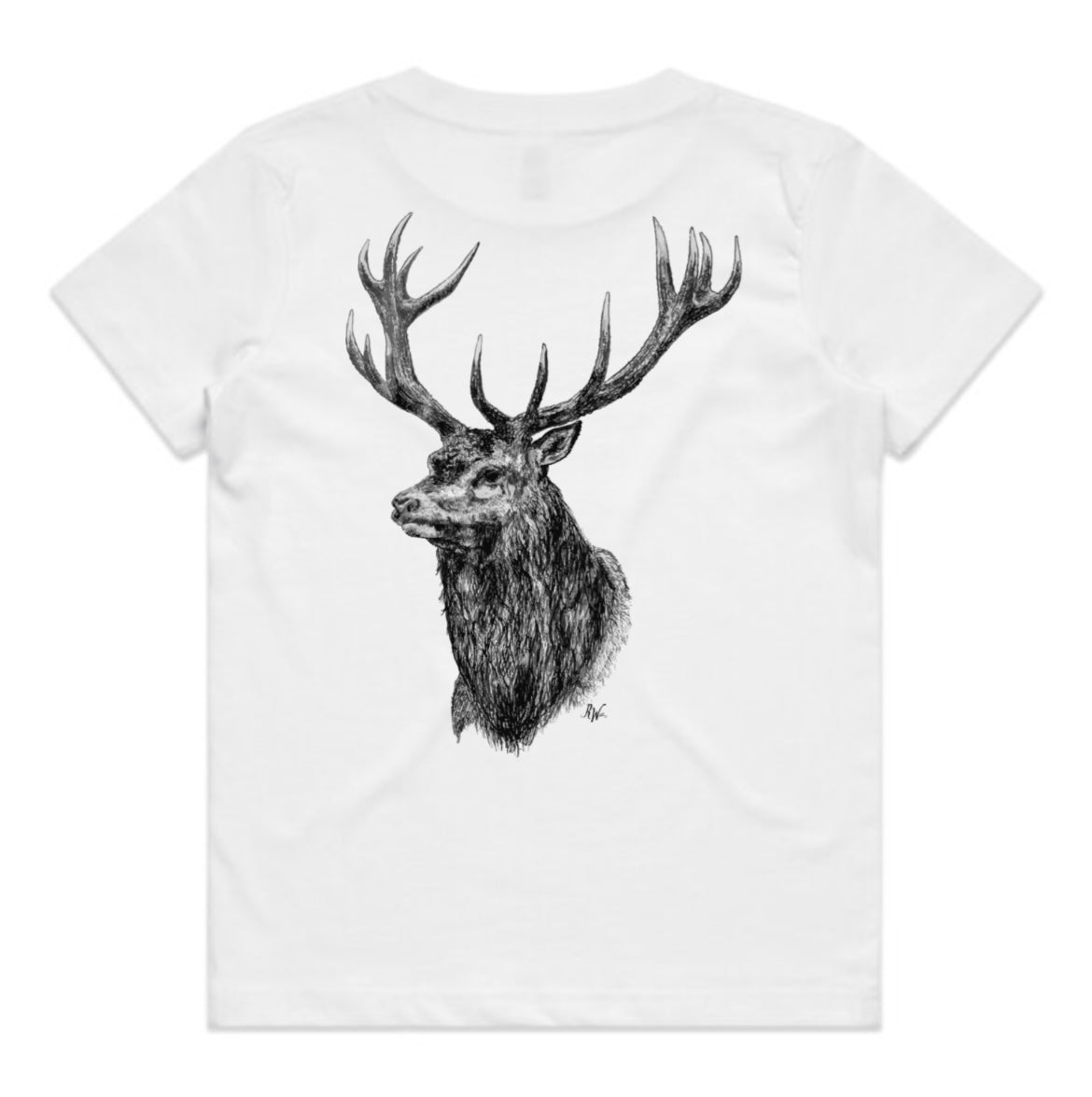 Kids Black and White Stag Head T-Shirt