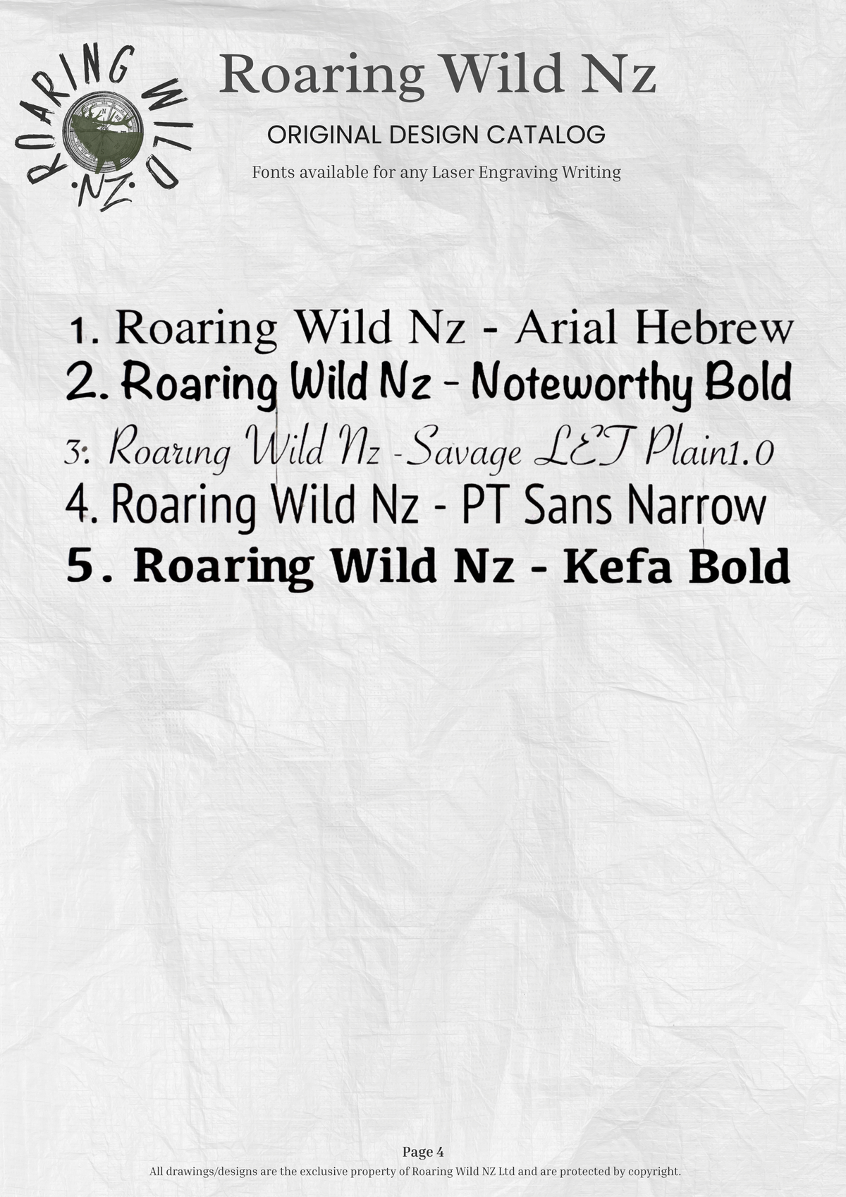 Page Five -Laser Engraving Fonts