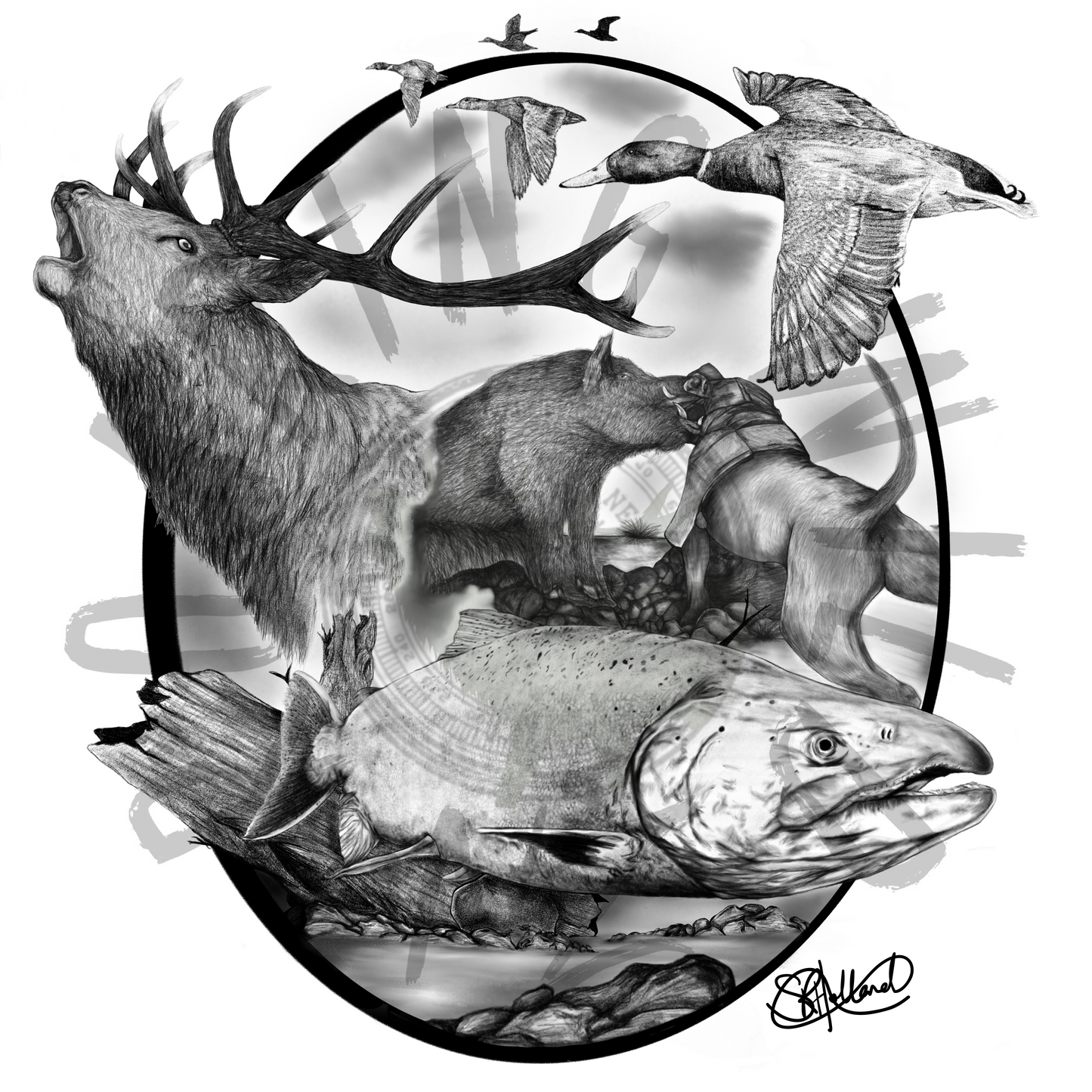 Rakaia River Mash up original print