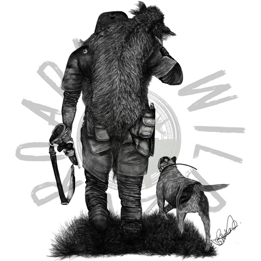 Pig Hunter and his Dog original print